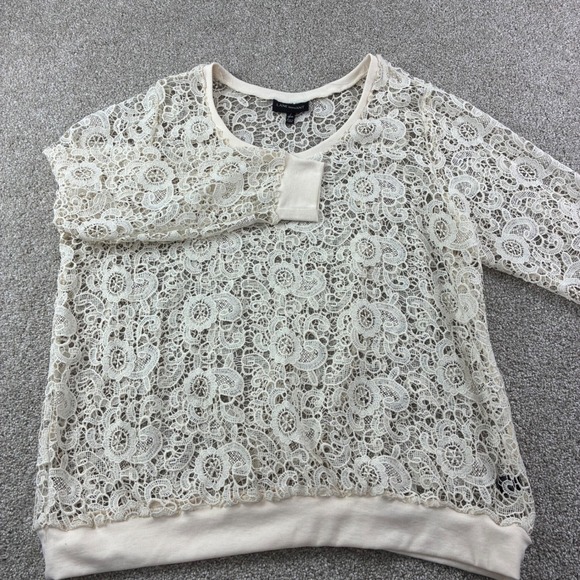 Lane Bryant Cream Lace Overlay Long Sleeve Top Women Plus Size 22/24 Casual Boho - Picture 9 of 9